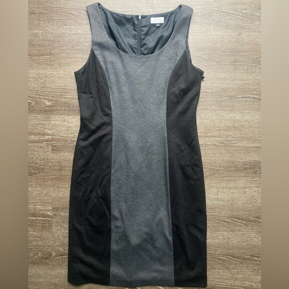 Tahari Mini Dress Black and Grey Herringbone Size 12 - Picture 2 of 4